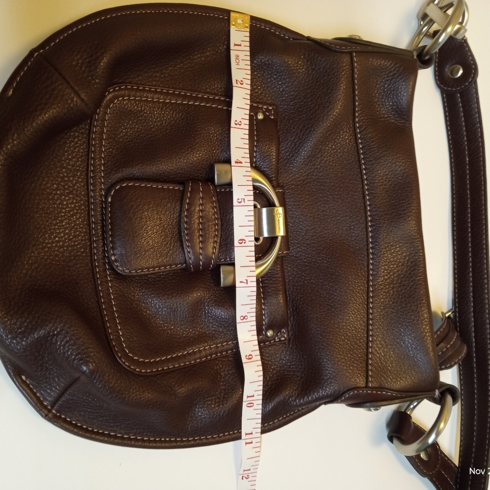 Bag B Makowsky Dark Brown Pebbled Leather Crossbody Shoulder Hand Bag - Picture 7 of 9